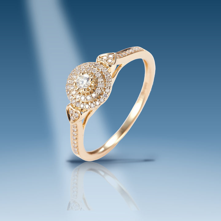 0.24 Carats. Diamond 14 Kt Gold (Yellow). Ring. (Women). Siz