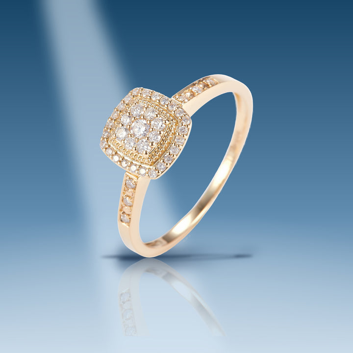 0.24 Carats. Diamond 14 Kt Gold (Yellow). Ring. (Women). Size 