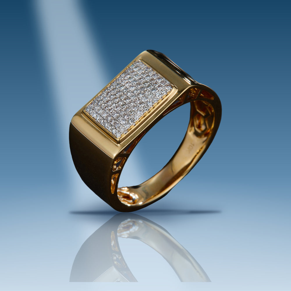 0.335 Carats. Diamond 10 Kt Gold (Yellow). Ring. (Men). Size