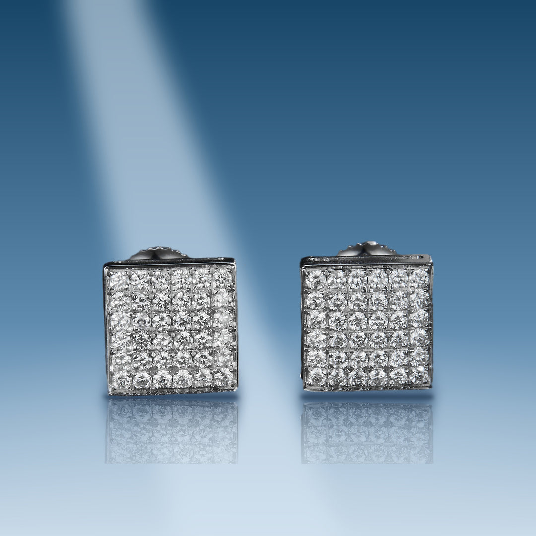0.507 Carats. Diamond 14 Kt Gold (White). Studs Earrings. (U