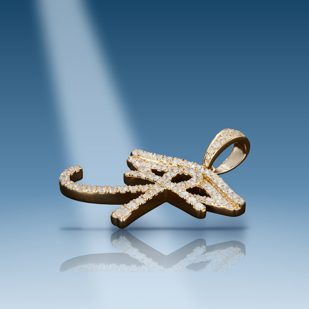 1.388 Carats. Diamond 10 Kt Gold (Yellow). Eye of Horus with