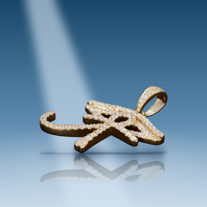 1.388 Carats. Diamond 10 Kt Gold (Yellow). Eye of Horus with