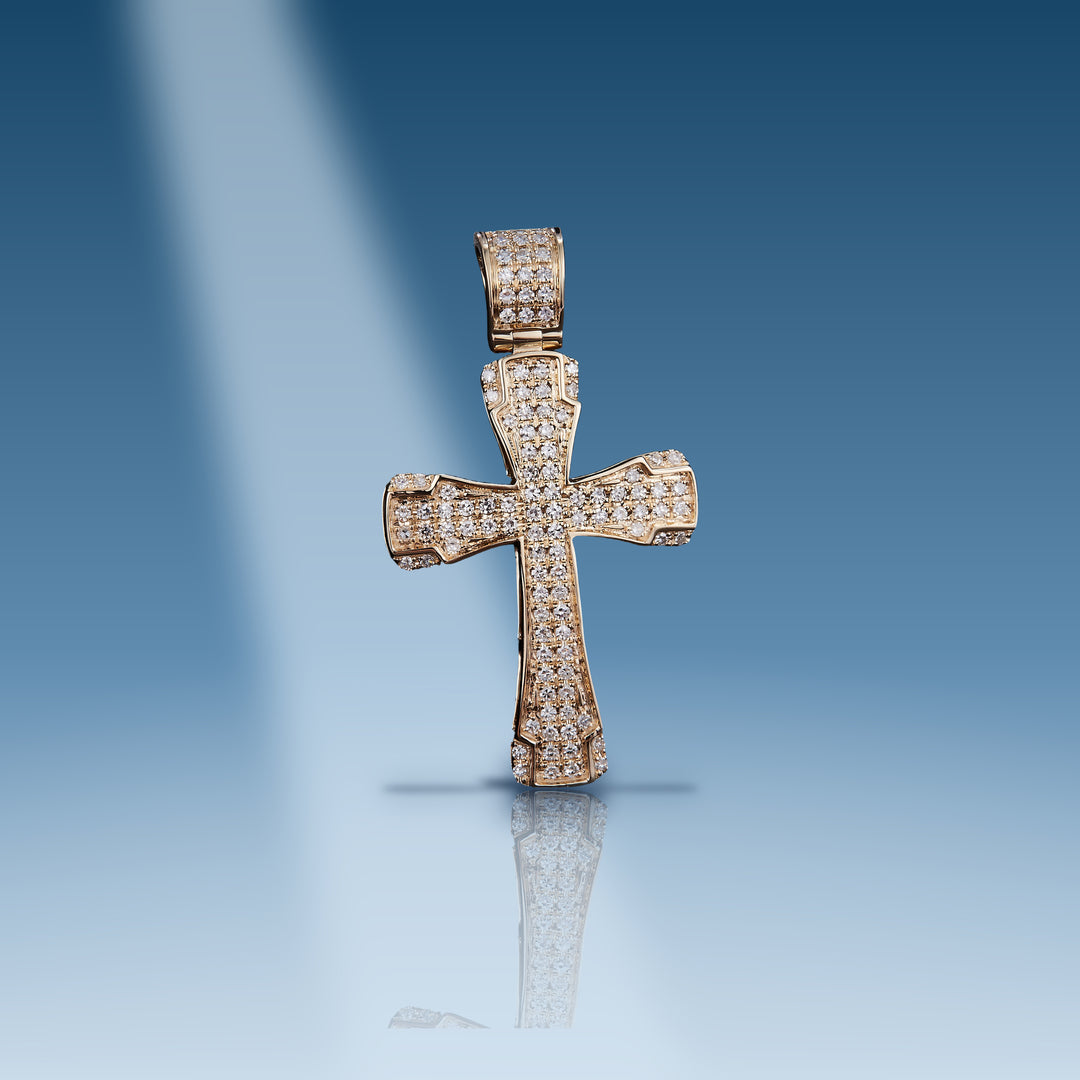 0.553 Carats. Diamond 14 Kt Gold (Yellow). Cross Pendant. (Uni