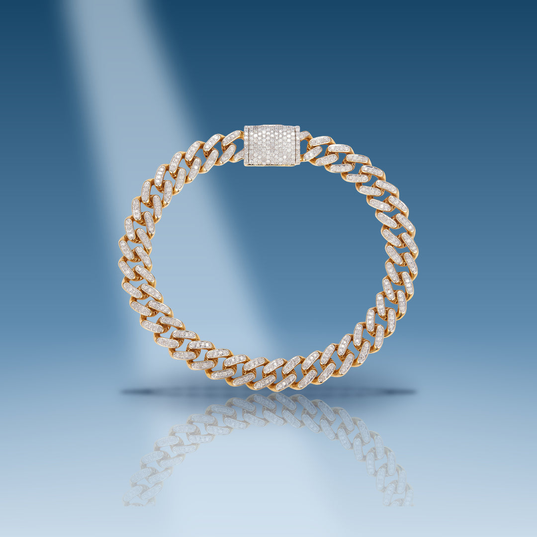 2.39 Carats. Diamond 10 Kt Gold (Yellow). Semi-Solid Cuban L