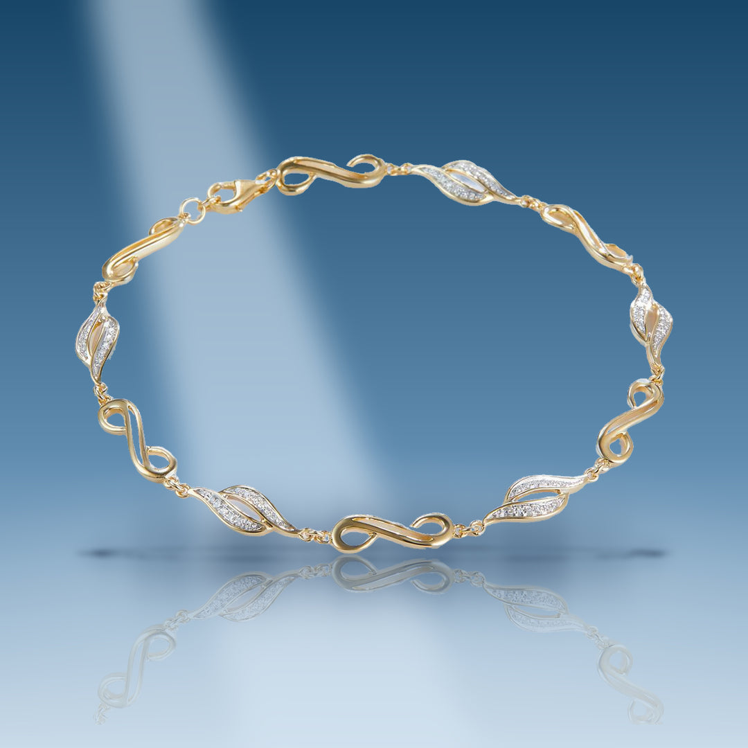 0.153 Ct. Diamond 10 Kt Gold Yellow Designer Bracelet