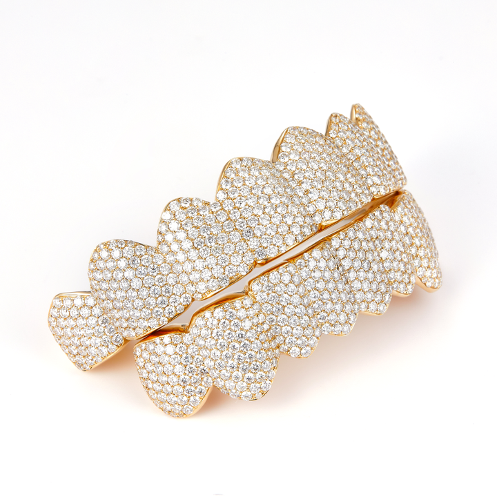 Natural Diamond Gold Grillz 6 Teeth