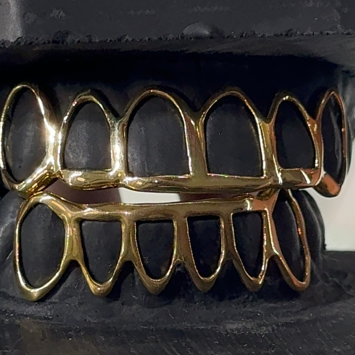 Open Face Gold Grillz 8 Teeth