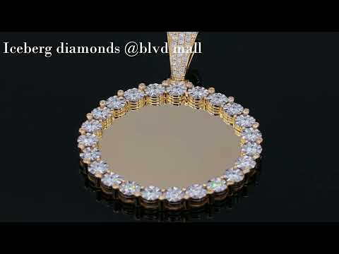 1.4 Ct. Diamond 10 Kt Gold (Yellow). Picture Pendant with Diamond Bezel Illusion Setting Pendant. (Unisex).