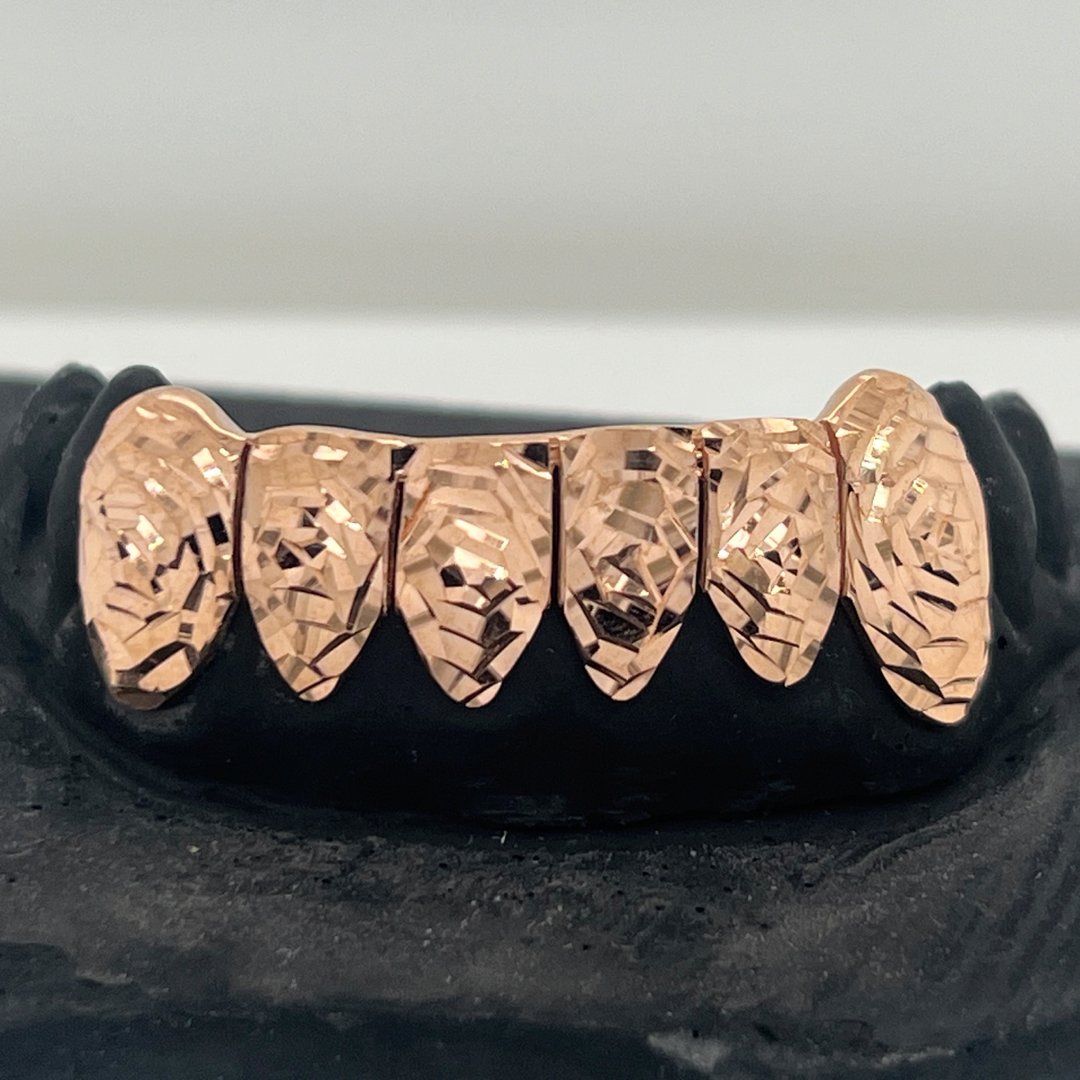 Rose Cut Gold Grillz 12 Teeth