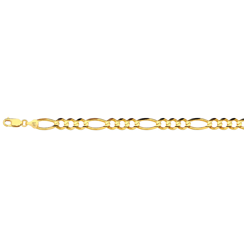 10KY 8MM SOLID FIGARO 22 CHAIN NECKLACE",10K 8MM YELLOW GOLD SOLID FIGARO 22 CHAIN NECKLACE""