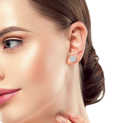 diamond earring worn by a model 