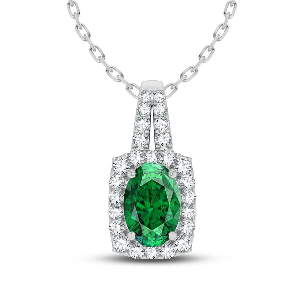 14K 0.24ct Diamond Emerald Pendant