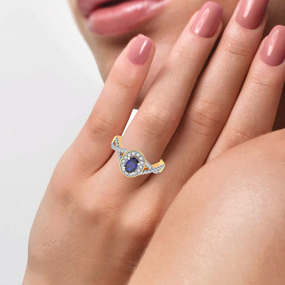 14K 0.40CT Diamond Sapphire Ring