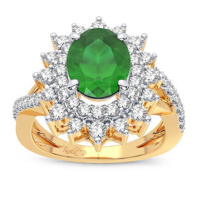14K 0.70CT Diamond Ring Emerald