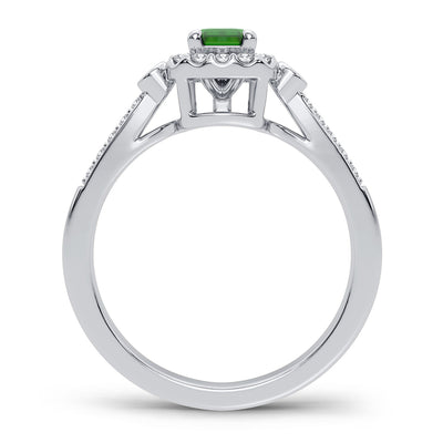 14K 0.20CT Diamond Emerald Ring