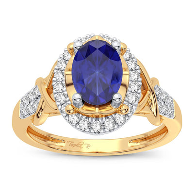 14K 0.16CT Diamond Sapphire Ring