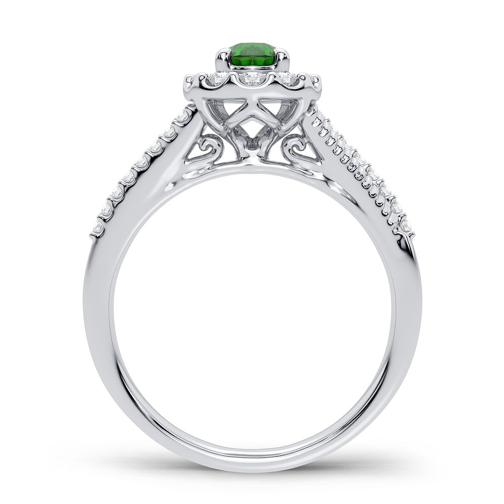 14K 0.33CT Diamond Emerald Ring