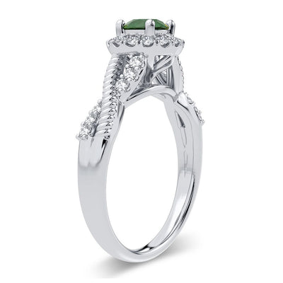 14K 0.25CT Diamond Emerald Ring