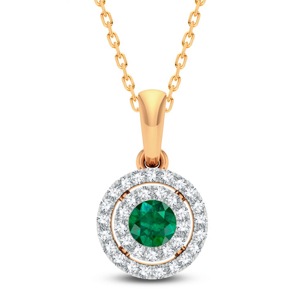 14K 0.14ct Diamond Emerald Pendant